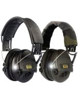 Sordin Supreme Pro-X LED hearing protection headsets with built-in lights, black and camo headband variants shown.