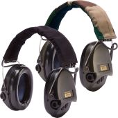 Sordin Supreme Pro-X Headset - with black or green cups and showing either camouflage or black fabric headband cover.